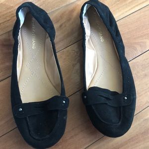 Black suede flats